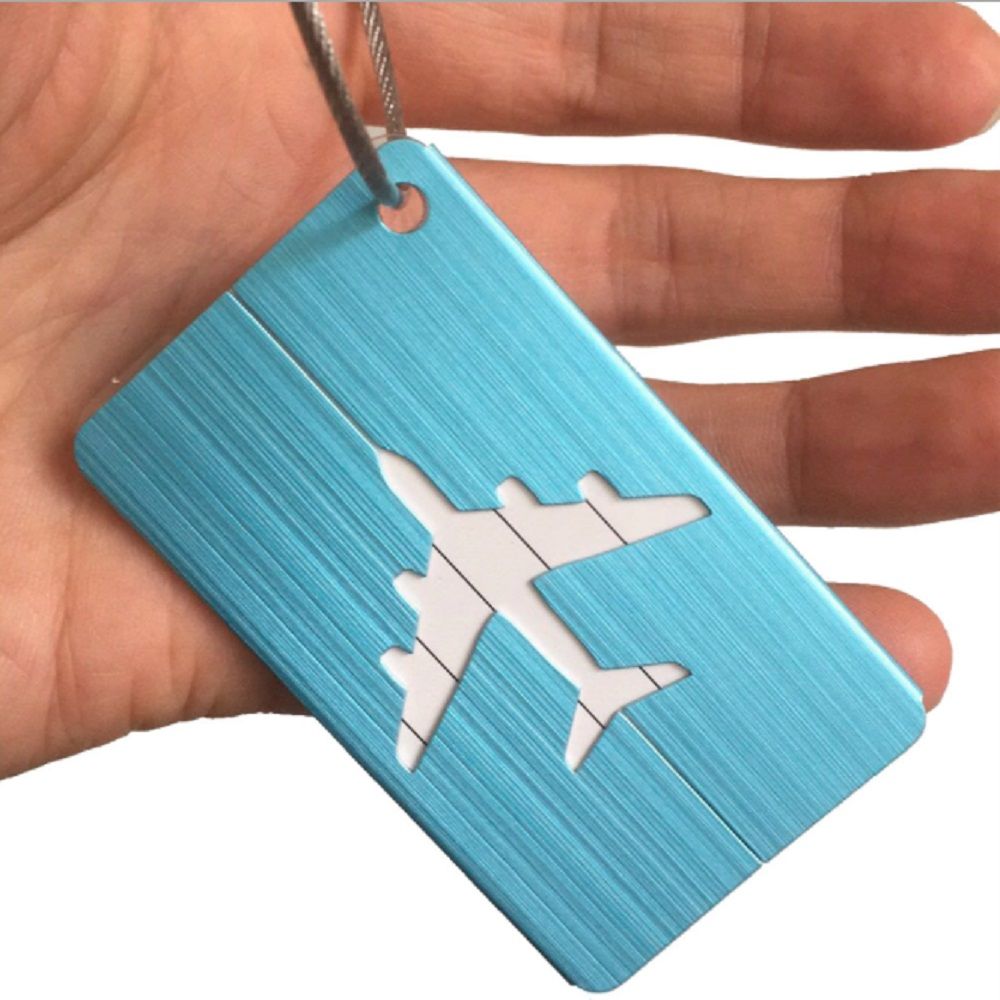 1pc Airplane Shape Brushed Square Luggage Tag Luggage Checked Boarding Elevators travel accessories luggage tag for girls /boys