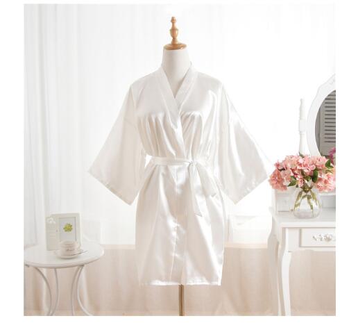 Donne calde di Seta Corto Damigella D'onore Della Sposa Abito sexy Da Sposa in Raso kimono Vestaglie Degli Indumenti Da Notte Camicia Da Notte del Vestito della Donna Accappatoio Pigiama Rosa: S / Beige