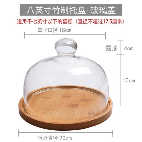 Modern trä tårta arrangemang tallrik med lock glas täcka konst hem desserter frukt mat display bricka matbord heminredning: M