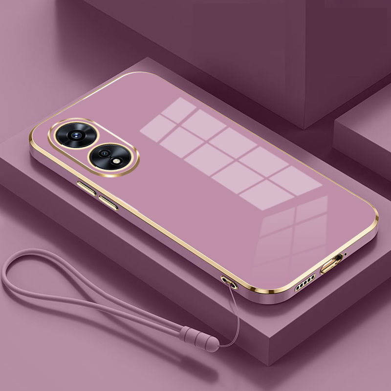 Para OPPO A18 funda oppo a38 funda de teléfono Oppo A18 A38 4G funda CPH2591 cubierta CPH2579 revestimiento cuadrado de lujo cubierta trasera a prueba de golpes: ABS / Castaño
