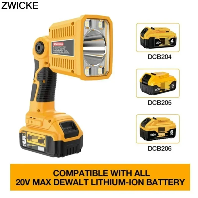 Led-arbejdslampe 18w 1250lm håndholdt lommelygte arbejdspladslampe til dewalt 20v max litiumbatterier med 110 graders drejeligt hoved