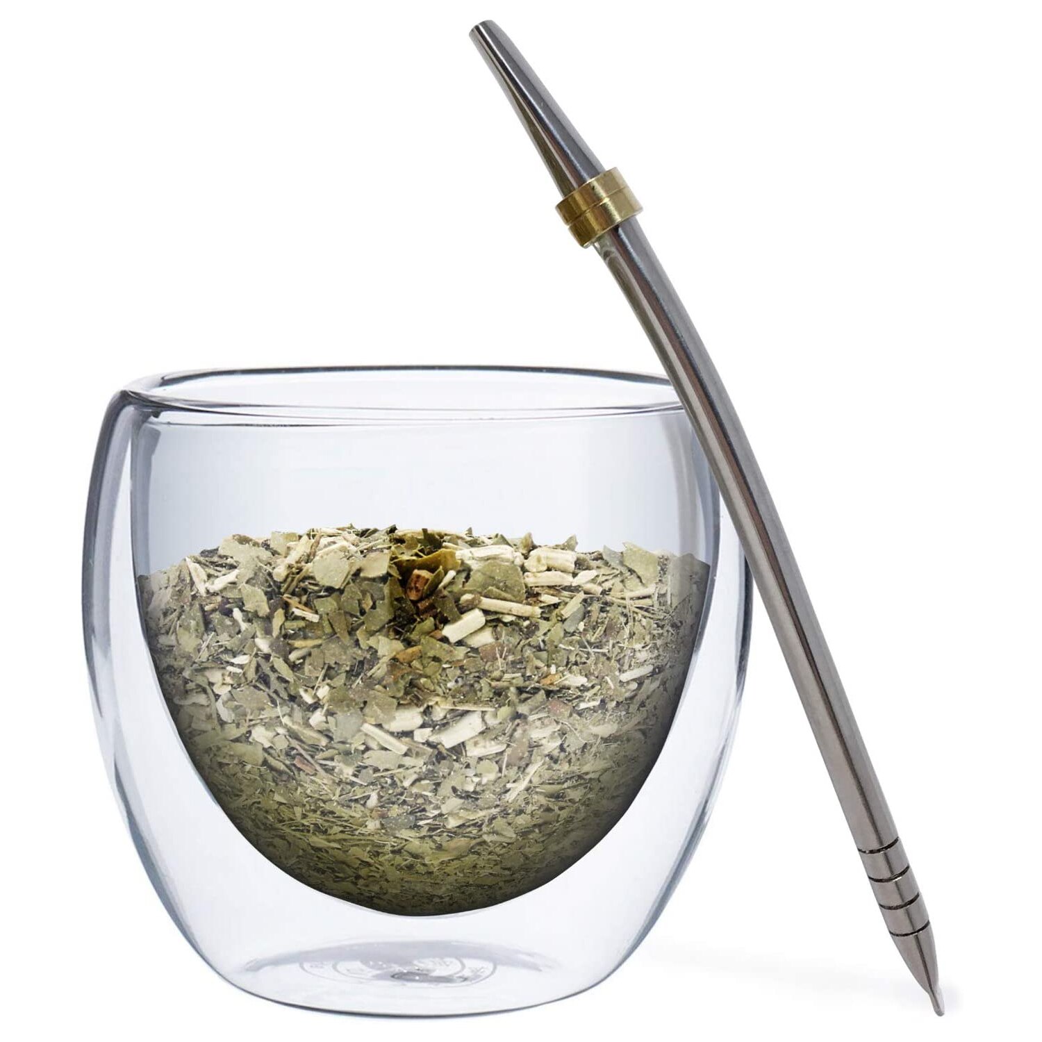 Kompis kopp och bombillaset, dubbel vägg glas kompis tekopp och - glas kompis kalebass och stanley stee bombilla mate kit , 250ml