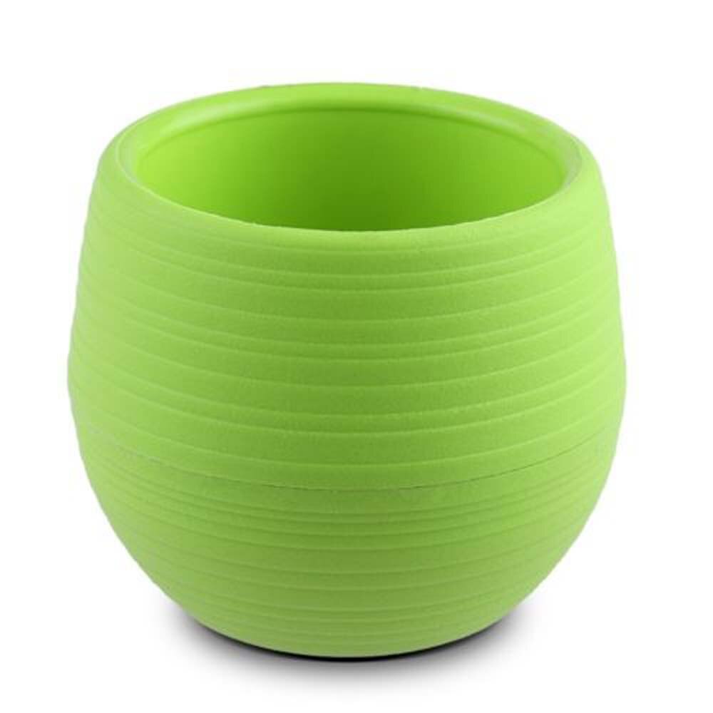 Mini Colorful Round Plastic Flower Pots Planter Home Office Desktop Garden Decoration Desktop Flower Pots: green