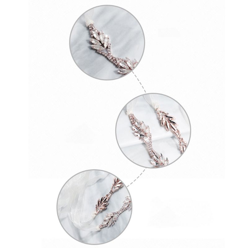 Fajín de vestido de novia para mujer, joyería de boda con hoja de cristal brillante de imitación, apliques de cuentas, cinturón de cintura, diadema, fajas