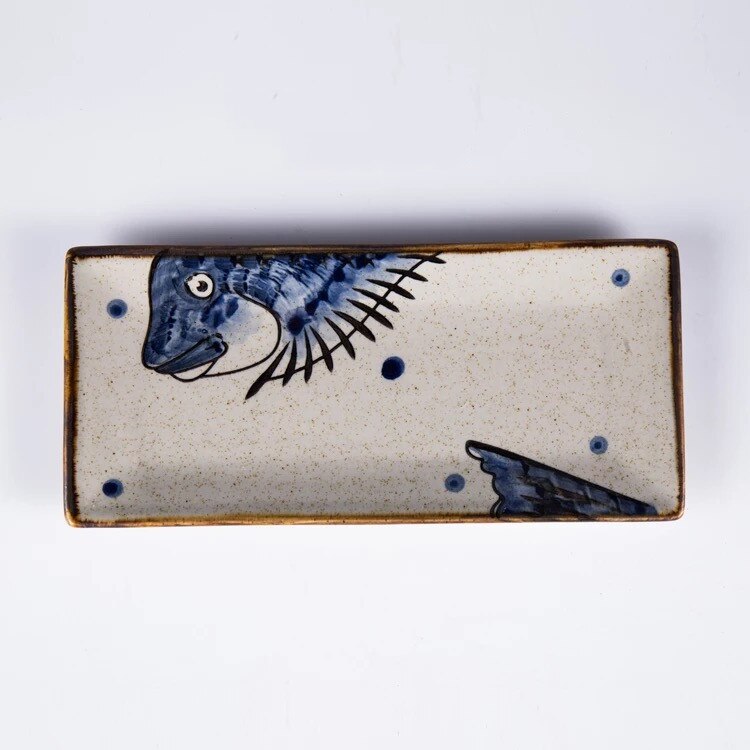 NOOLIM Japanischen Stil Keramik Platte Sushi Platte Kreative Persönlichkeit Rechteckigen Hand Gemalt Katze Platte Haushalt Geschirr: A