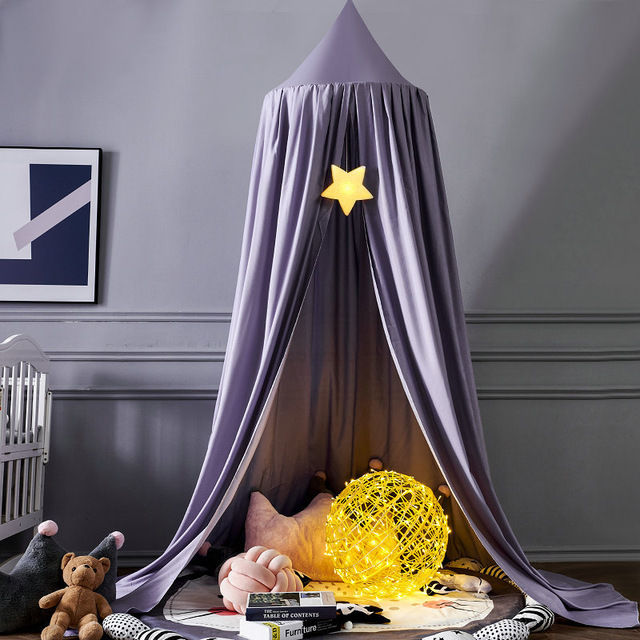 Kids Hanging Bed Canopy Baby Mosquito Net for Crib Dome Curtain Baby Mosquito Net Play Tent Children Room Decoration: PURPLE