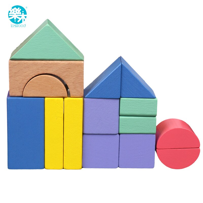 Baby Toy Wooden Block 15pcs Wooden chopping Block with Card Colorful intelligence Educational Toy for Children for above 1