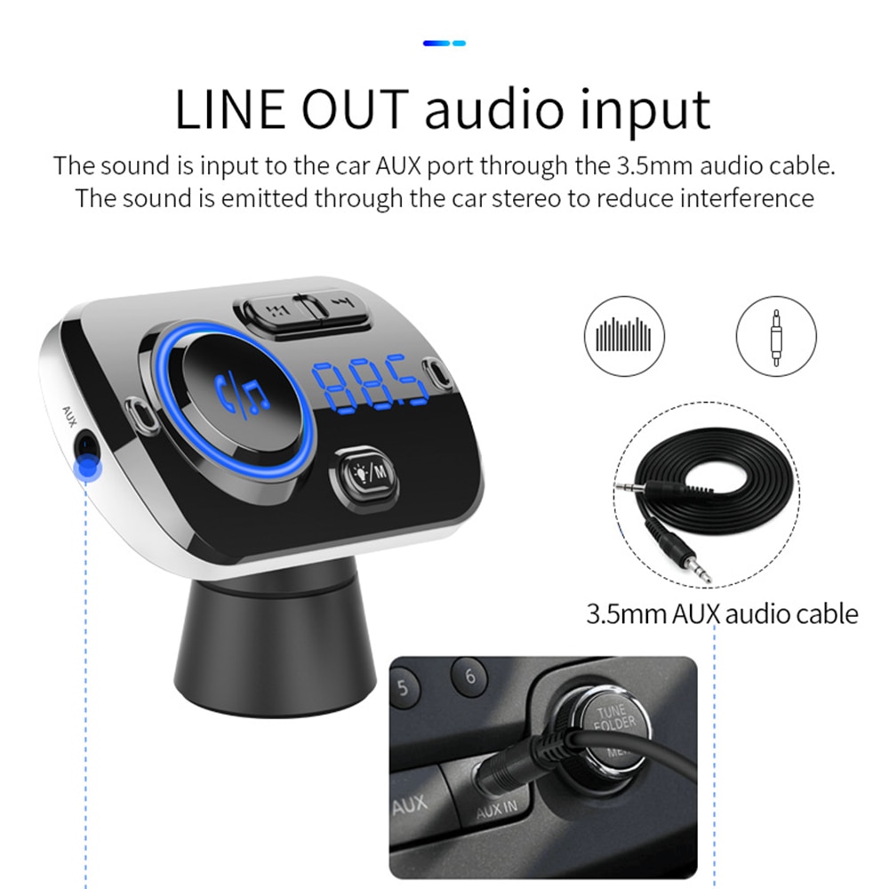 FM transmitter FM car MP3 Bluetooth fast charge full frequency point transmission wireless car charger