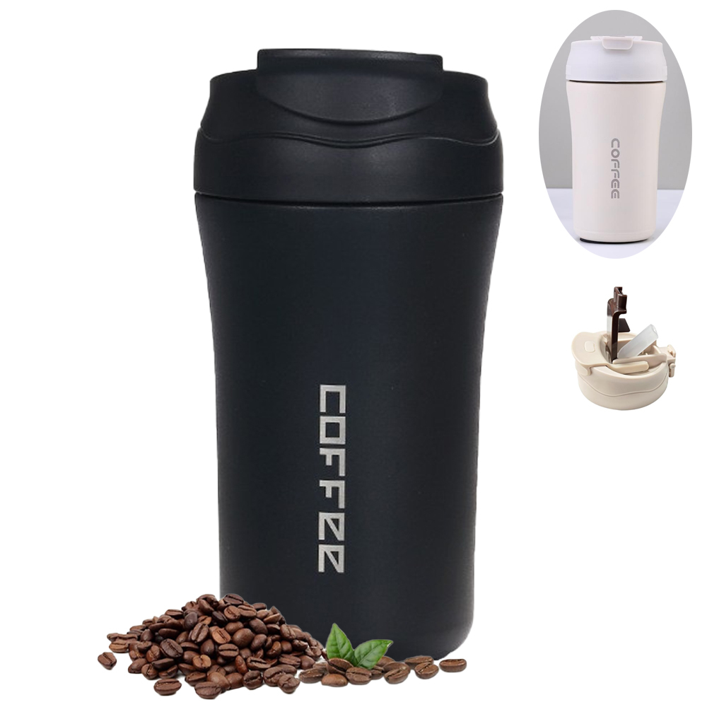 14Oz Insulated Stainless Steel Travel Coffee Mug Spill Proof Travel Mug with Straw Reusable Drinkware for and Cold Beverages