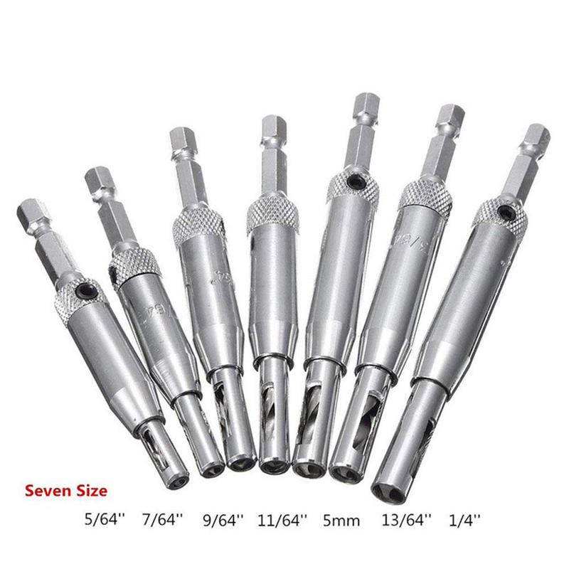4/7/8pcs hss auto centering hinge drill bits set door cabinet center drill