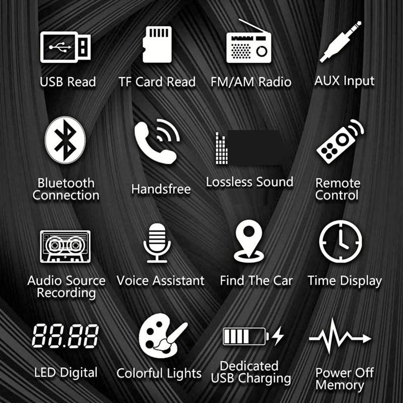 Autorradio estéreo de un solo Din para coche, asistente de voz, receptor de Audio Bluetooth/llamadas manos libres, Radio AM/FM