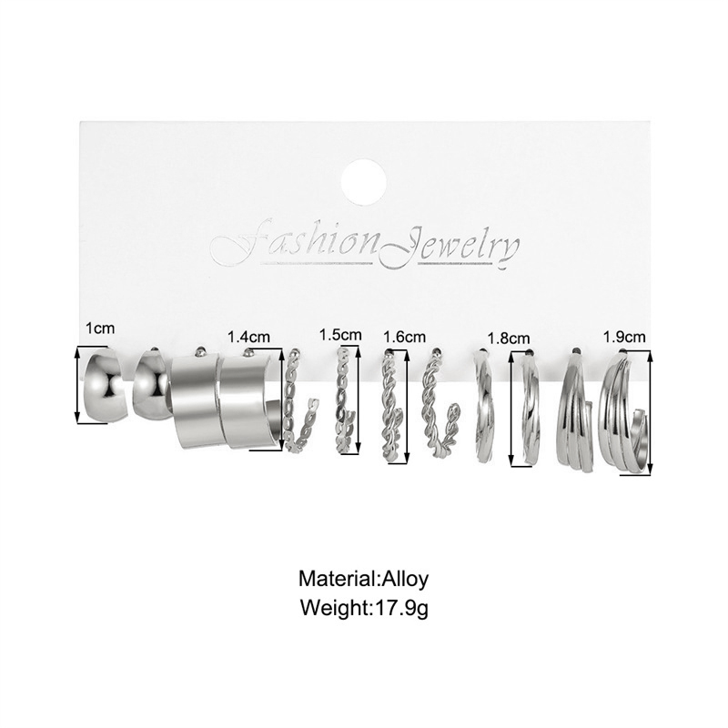 Silver Color Pearl Twist Hoop Earrings Set For Women Jewelry pendientes Vintage Circle Geometric Dangle Earrings Trendy