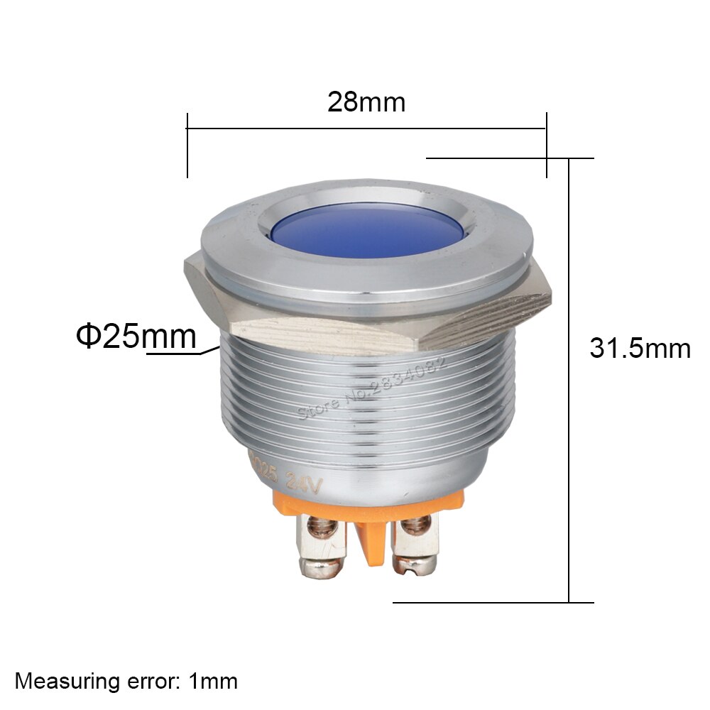 25mm Metal Indicator light LED Signal Lamp Car Boat Pilot Panel Signal Light 6V 12V 24V 220V 110V IP65 Waterproof Warning light