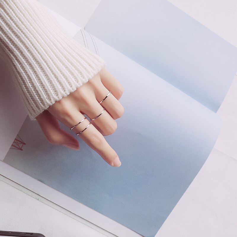 Modian Open Adjustable Slim Ring for Women Authentic 925 Sterling Silver Stackable Simple Ring Fine Jewelry Accessories