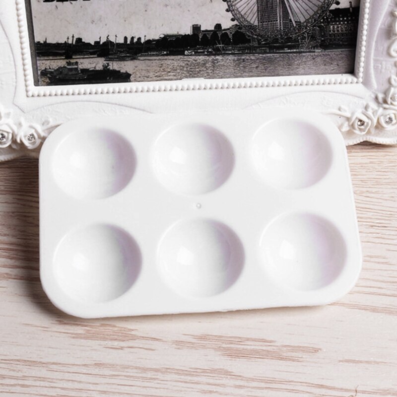 12Pcs Paint Palettes White 6 Well Rectangular Watercolor Palette Painting Tray