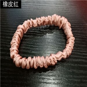 Free shippping women sweet small pure silk hair scrunchies cute gum OL basic Hair Tie Ponytail Holder: Leather-Pink