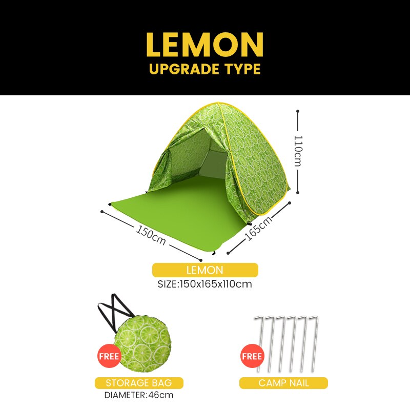 Carpas plegables para Picnic en la playa, refugio solar, portátil, para exteriores: Lemon - UG