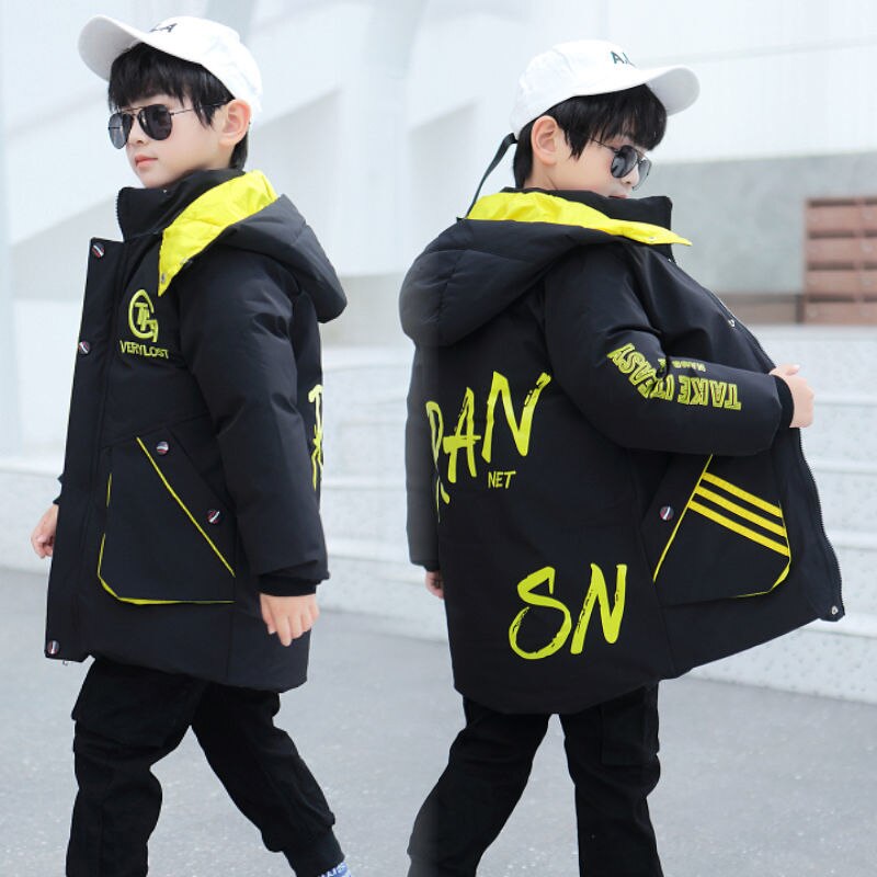 winter Children Clothes Boys Coat Plus Velvet Thick Cotton long thick Coat Warm Jacket 4 5 6 7 8 9 10 11 12 Years