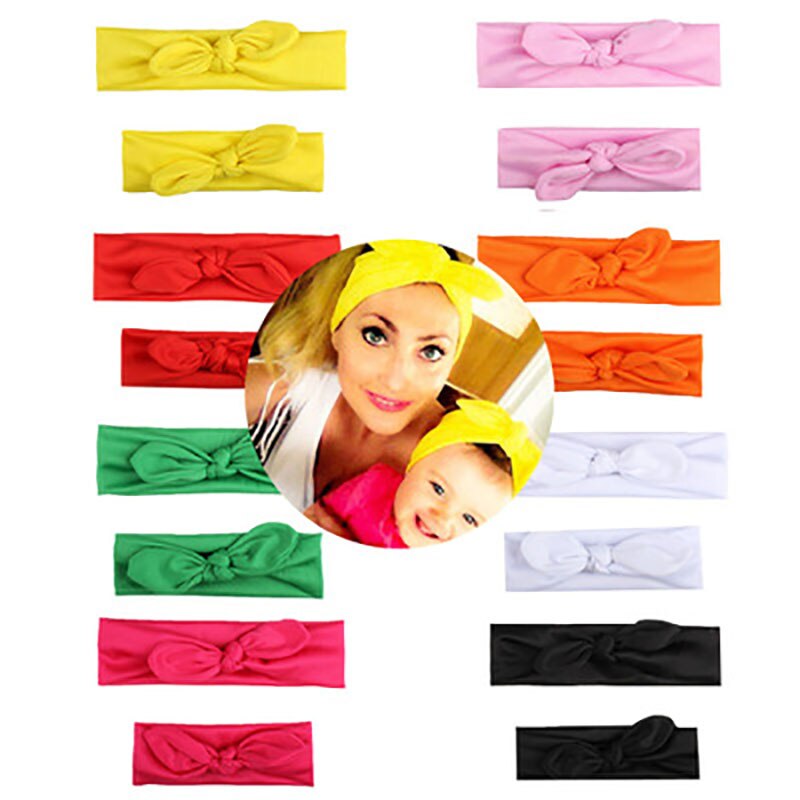 2 pz/set stile europeo puro colore Bowknot turbante vacanza neonato copricapo carino elastico Baby Girl Hairband