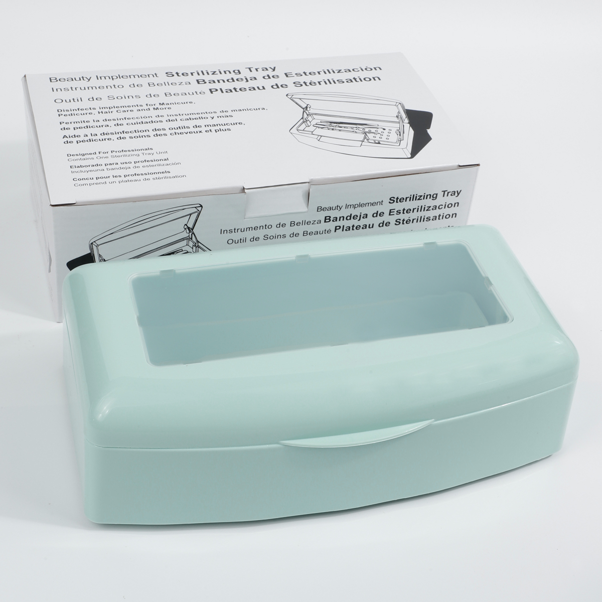 1 pz Vassoio sterilizzatore per utensili per unghie, scatola di disinfezione bianca per pinza metallica in acciaio, pinzette Pulitore per attrezzature Sterilizzazione pulita in plastica: Cielo Blu