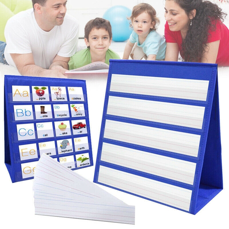 Desktop Pocket Chart Double-Sided and Self-Standing Mini Pocket Chart Stand for Individual or Small Group (43X 33cm): Default Title