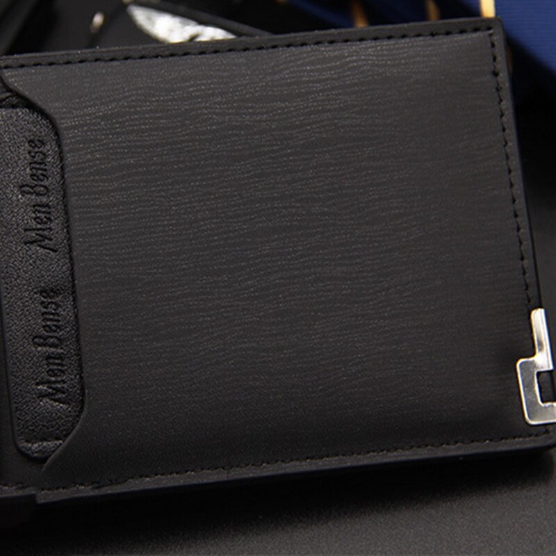 Loozykit herre tegnebog pu læder dobbelt fold herre tegnebog afslappet tæt montering multifunktionel læder taske kobling taske