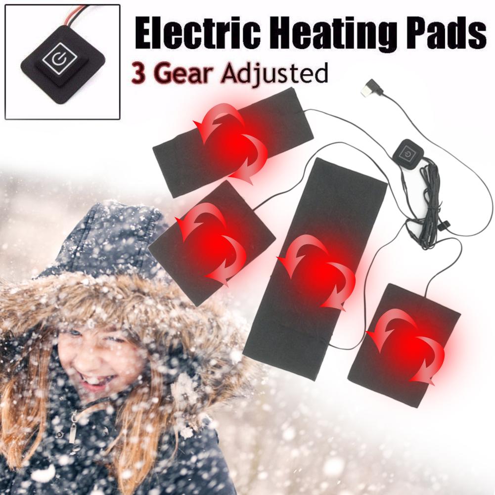 4 In 1 USB Elektrische Verwarming Pads Vest Kleding Heater Warmer Draagbare Voor Verwarmde Vest Jas Kleding Voor Outdoor Sport rijden