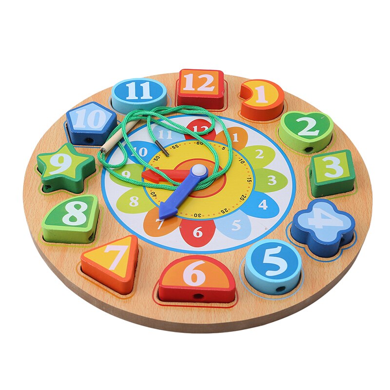 Children Mental Development Toy Wooden 12 Number Clock Toy Baby Colorful Digital Geometry Educational Sorting Nesting Toy