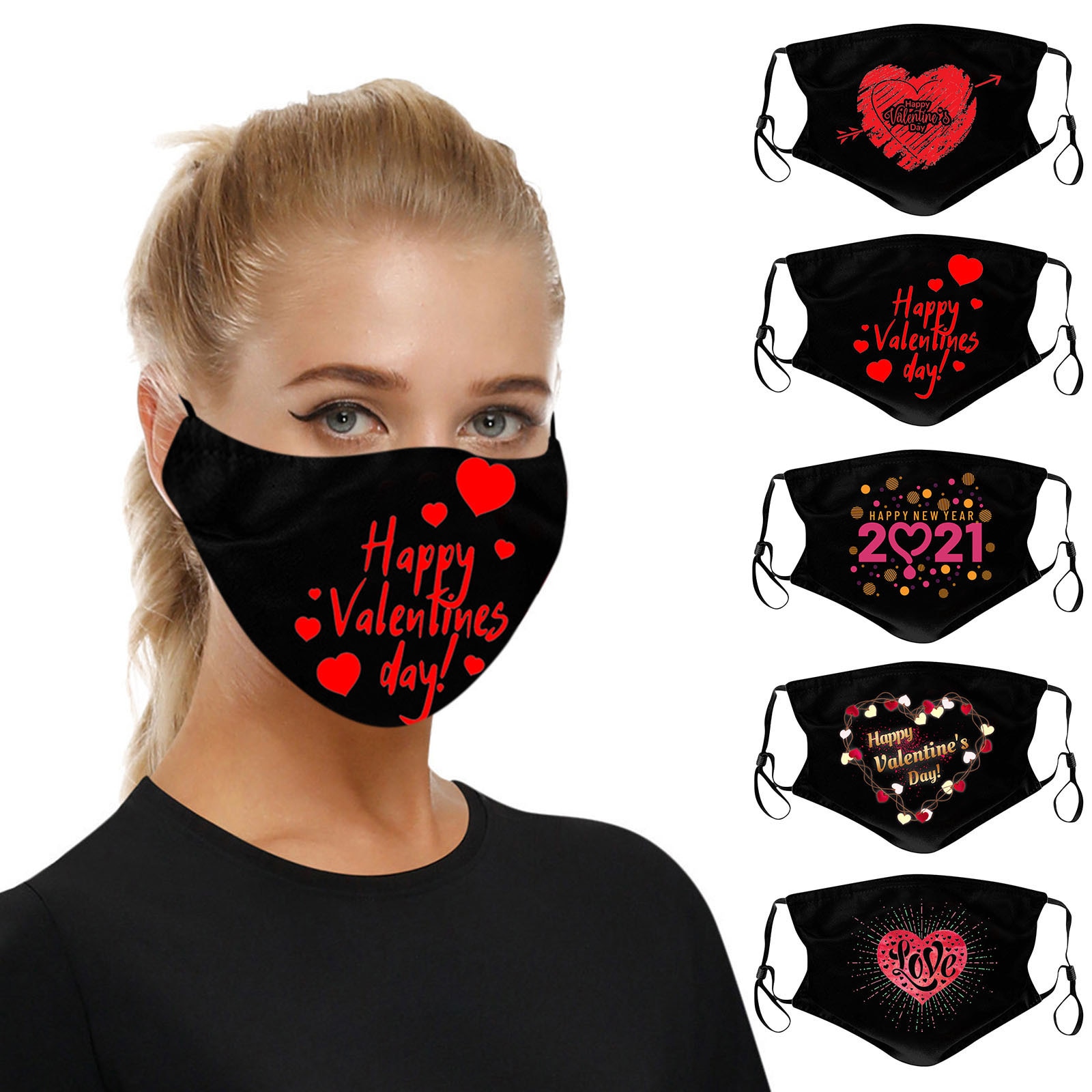 Valentinstag Paar ski Fasemask Gedruckt Bandana Waschbar Wiederverwendbare Stoff Lavables Masque Bandana