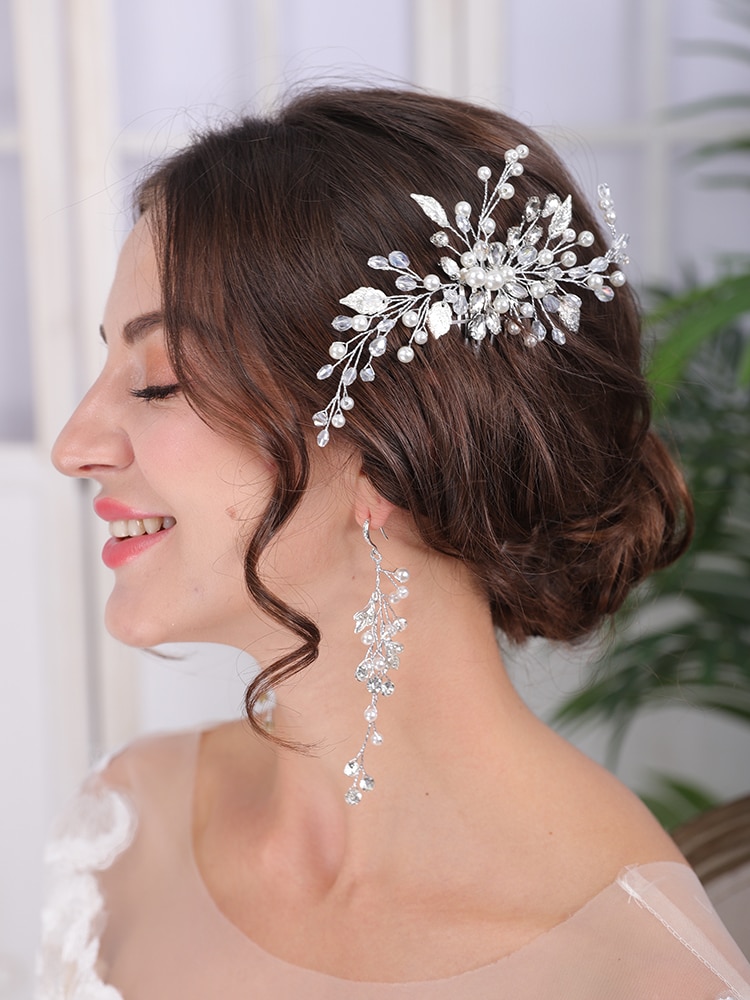 Peigne à cheveux en cristal perle argent, accessoires de mariée, ornements de cheveux pour future mariée, couvre-chef, fête de bal, accessoires de mariage pour femmes