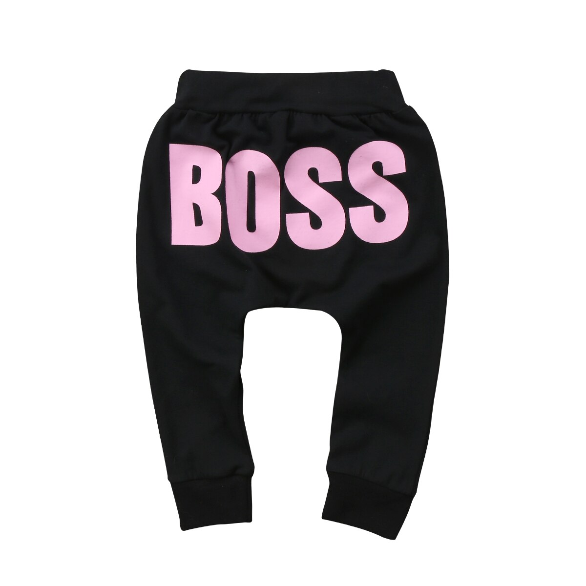 Baby Boys Girls Pants Cotton Trousers Letter BOSS Printed Harem Pants Casual Trousers Infant Clothes: Pink / 4T