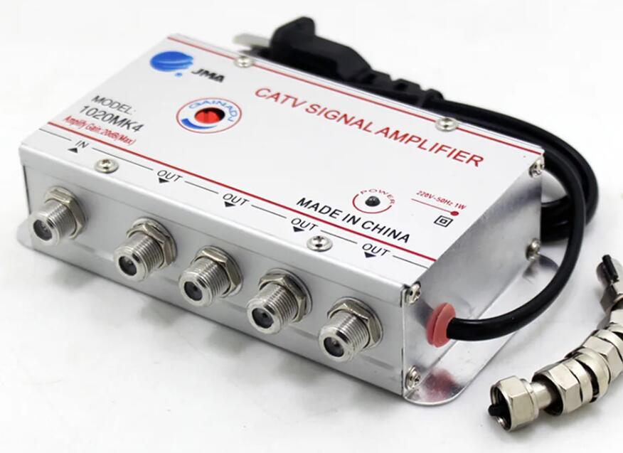 Cable TV Splitter Amplifier 20dB Digital TV Antenna Signal Booster Home TV Equipment 45Mhz to 860MHz Adjust 1 In 2/3/4/6/8 Out