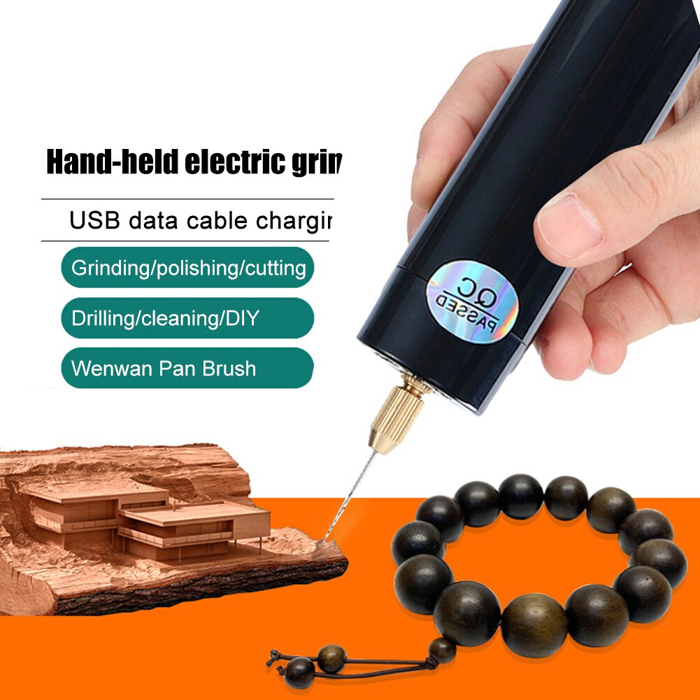 Miniature Drill USB Powered Handheld Rotary Drill Set with Twist Drill Hand for Electric Grinding Machine Jewelry Making Tools