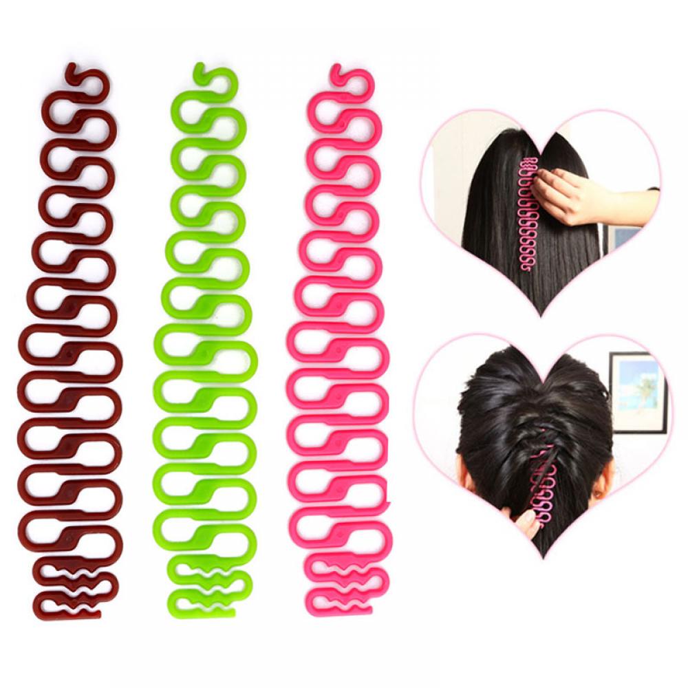 2 pièces/ensemble coiffure tresse outil français tressage bricolage poisson os chignon fabricant femmes Multi fonction cheveux accessoires cheveux plat: A