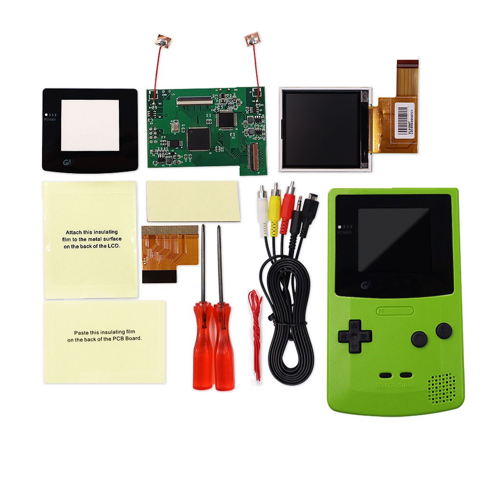 TV Version 2.2 inches GBC LCD High Brightness LCD Screen TV Out for Gameboy COLOR GBC - No Need Shell Cutting: Green