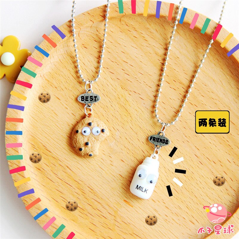 1 stuks mini Oreo koekjes en koffie hanger ketting Beste vriend Cookies melk BFF voedsel vriendschap sieraden