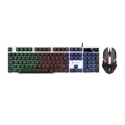Rainbow Colorful LED Backlit Wired Keyboard Mouse Set Gaming Keyboard Gamer Mouse tripod Keyboard Home Office PC Laptop: White Black sets