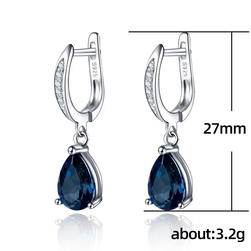 Exquisitos Pendientes de circonita azul con forma de gota de agua y aguja de plata 925 para mujer, joyería de boda, para niña, Pendientes Oorbellen