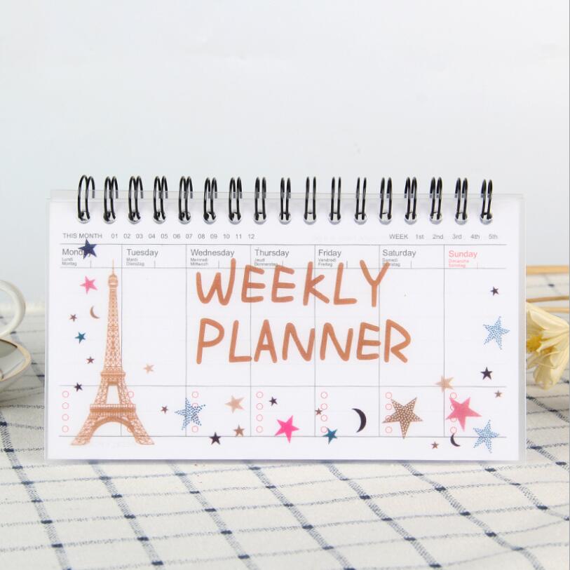 A6 Weekly Planner Notebook School Supplies Office Portable Agenda cherry Organizer Schedule Diary Monthly Stationary: D