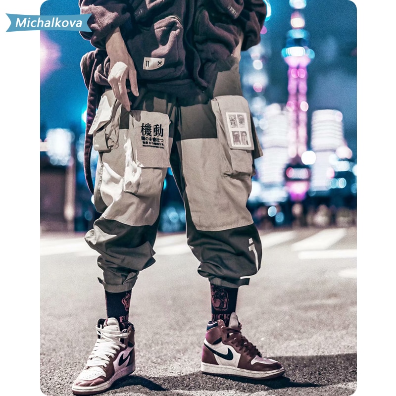 Ropa para hombre, pantalones Cargo con bolsillos de almazuela, pantalones de chándal Harajuku Hip Hop para hombre, pantalones de pista corredores para hombre, ropa de calle michalova
