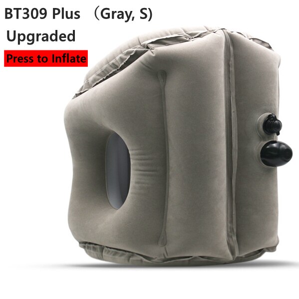 Opblaasbare Kussen Innovatieve Air Reizen Nek Kussens Hoofd Chin Ondersteuning Kussen Voor Vluchten Auto Vliegtuig Kids Dutten Kussens: BT309 Plus-S Gray