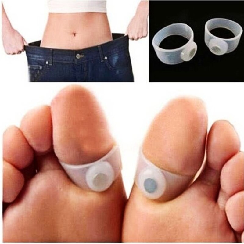 2 paia = 4 pezzi dimagranti perdere peso strumento di cura Silicone massaggio magnetico anelli punta del piede