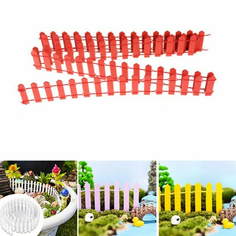 Mini Fence Barrier Fairy Garden Kit DIY Wood Fence Plant Potted Landscape Decor Miniature Terrarium Wooden Craft Fence