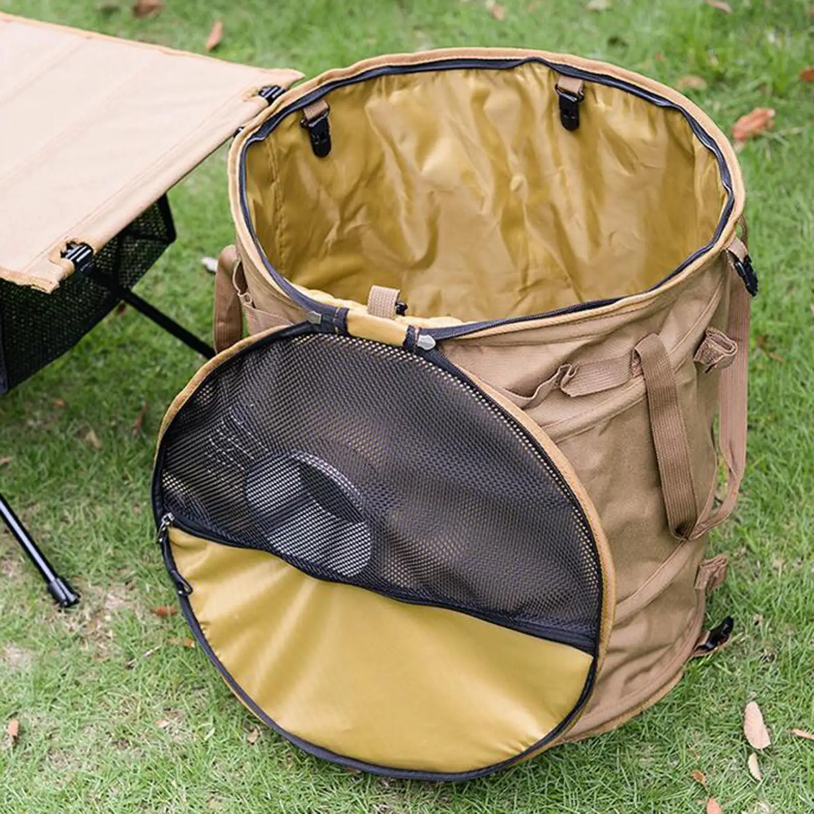 Camping-Mülleimer, zusammenklappbar, tragbar, mit Reißverschluss-Deckel, wiederverwendbarer Korb für schmutzige Kleidung, Recycling-Mülleimer für Camping, Recycling, Picknick