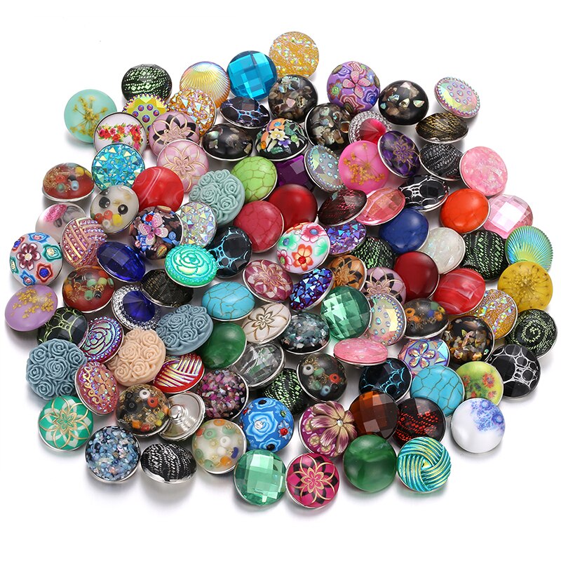 10pcs/lot 18mm Snap Jewelry Mix Many Styles 18mm Metal Snap Buttons Gold Rose Gold Buttons Rhinestone Snaps Jewelry: 18