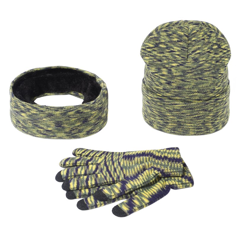 Tredelt dragt strikket hat tørklædehandsker tørklæde-sæt dragter tredelt mærke mænd kvinder tredelt aiwohaige: Grøn