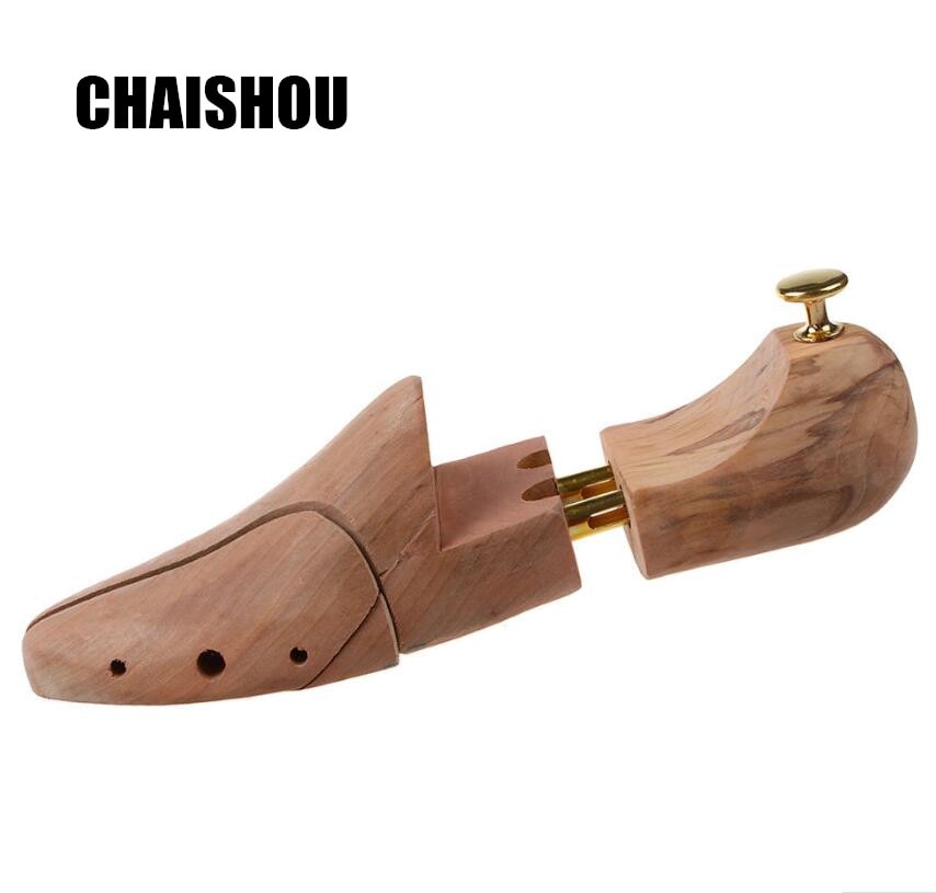 CHAISHOU-par de zapatos de madera de alcanfor para hombre, 1 par de zapatos de árbol de doble tubo de madera sólida, moldeador de zapatos ajustable, último CS-164