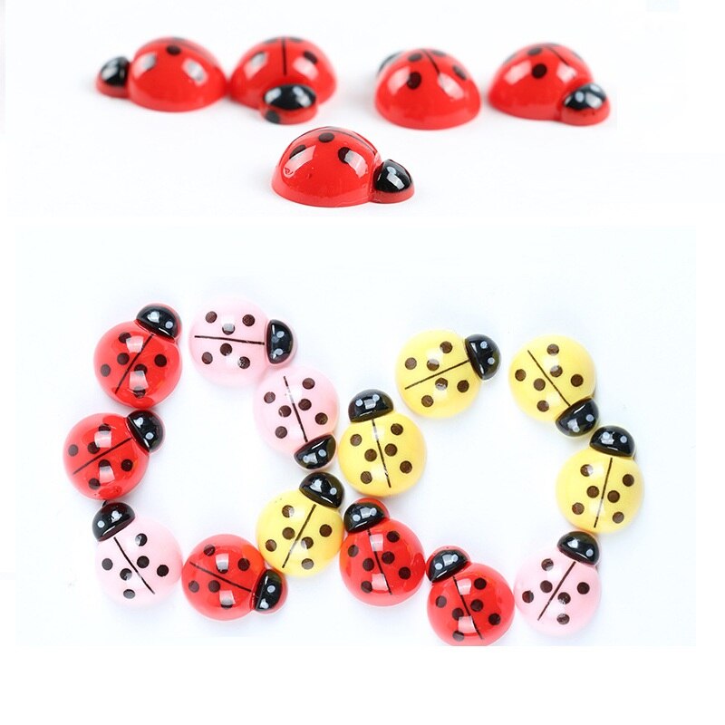 10Pcs/Set Resin Red Yellow pink ladybug Mini Craft Garden Ornaments Bonsai Micro Landscaping Home Decor Accessories Garden Decor