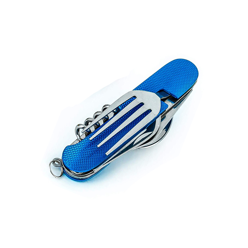 Multifunctional Foldable Pocket Stainless Steel Outdoor Camping Picnic Cutlery Knife Fork Spoon Tableware Parts: Blue 1pc