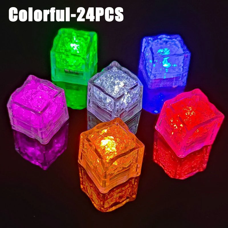12–120 Stück wasserdichter LED-Eiswürfel, mehrfarbig, blinkend, leuchtet im Dunkeln, leuchtet für Bar, Club, Trinkparty, Weindekoration: plum